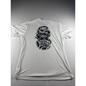 Streetwear Graphic T Shirt Mens 2XL White Mask Dice Playing Cards Airbrush Style